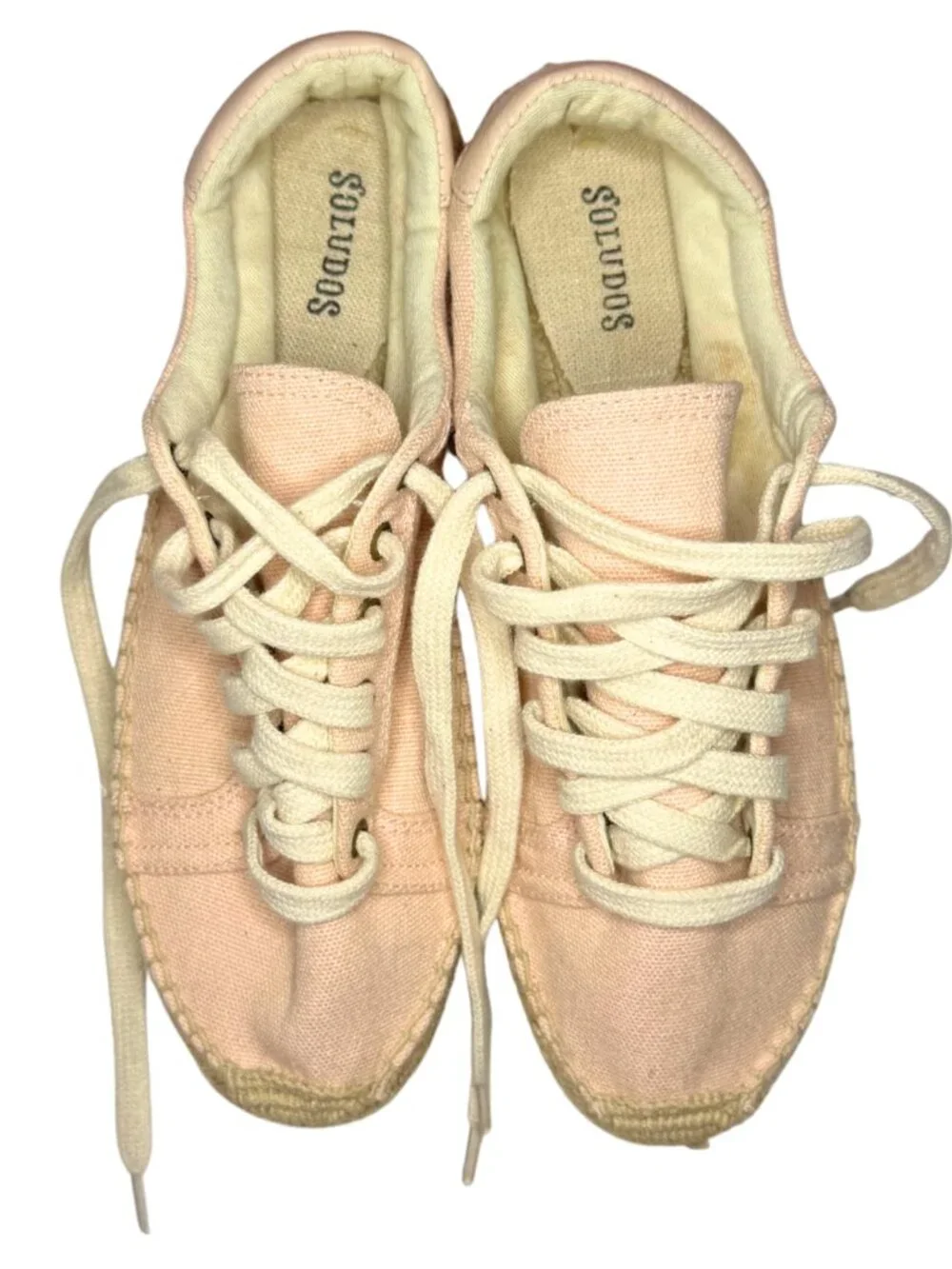Soludos Espadrille Casual Classic Sneakers Pink Linen Jute Size 8.5